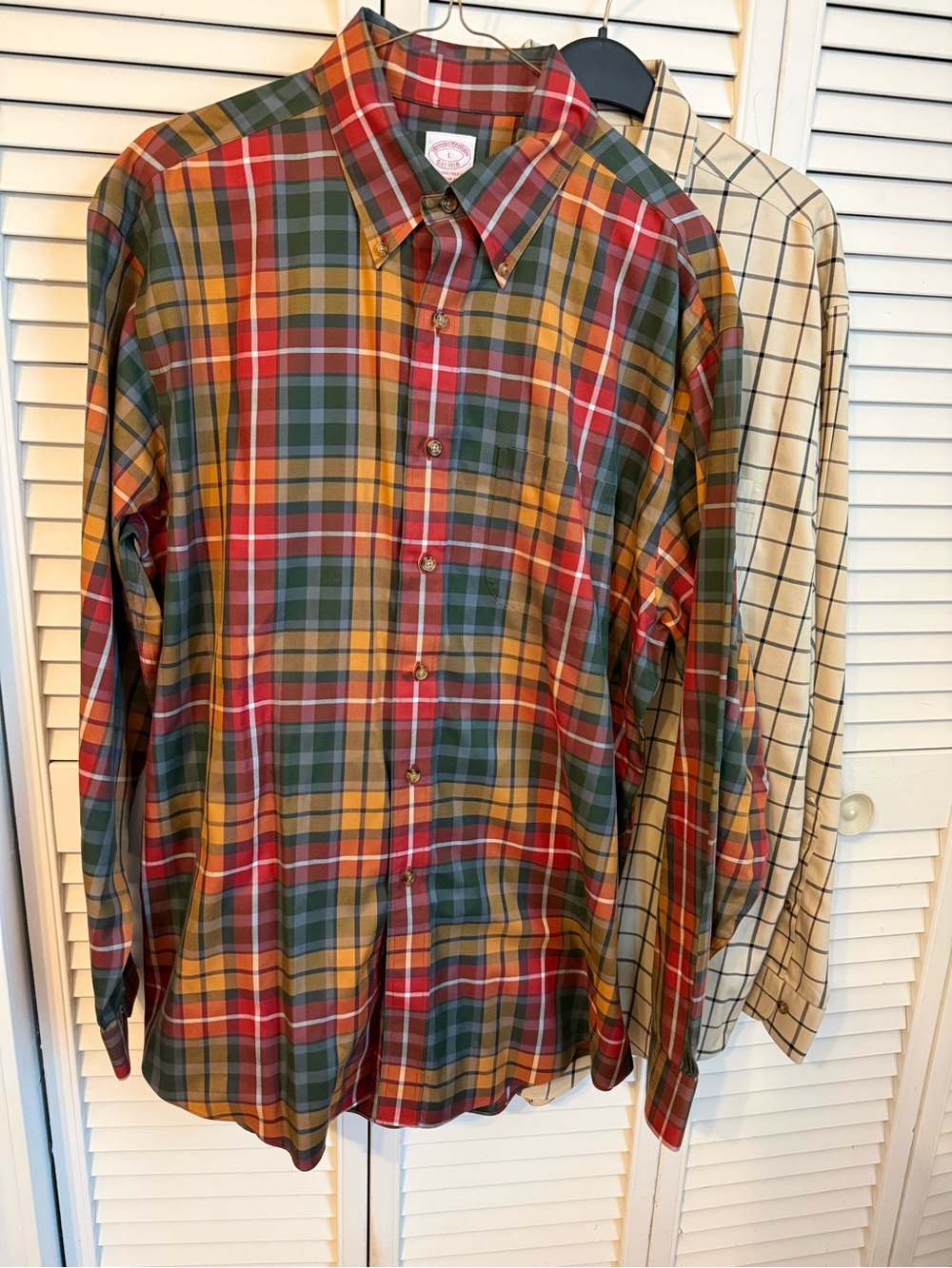 Lot Of 2 Brooks Brothers Non Iron Button Down Shirts Madras Windowpane Office